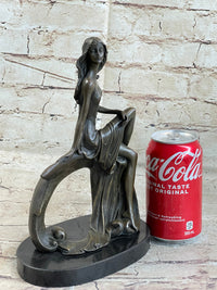 Skinny Sexy Art Deco Girl Bronze Sculpture Figure 10" x 6.5"