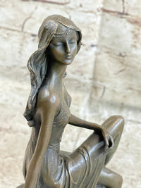 Skinny Sexy Art Deco Girl Bronze Sculpture Figure 10" x 6.5"
