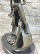 Skinny Sexy Art Deco Girl Bronze Sculpture Figure 10" x 6.5"