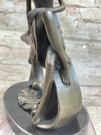 Skinny Sexy Art Deco Girl Bronze Sculpture Figure 10" x 6.5"