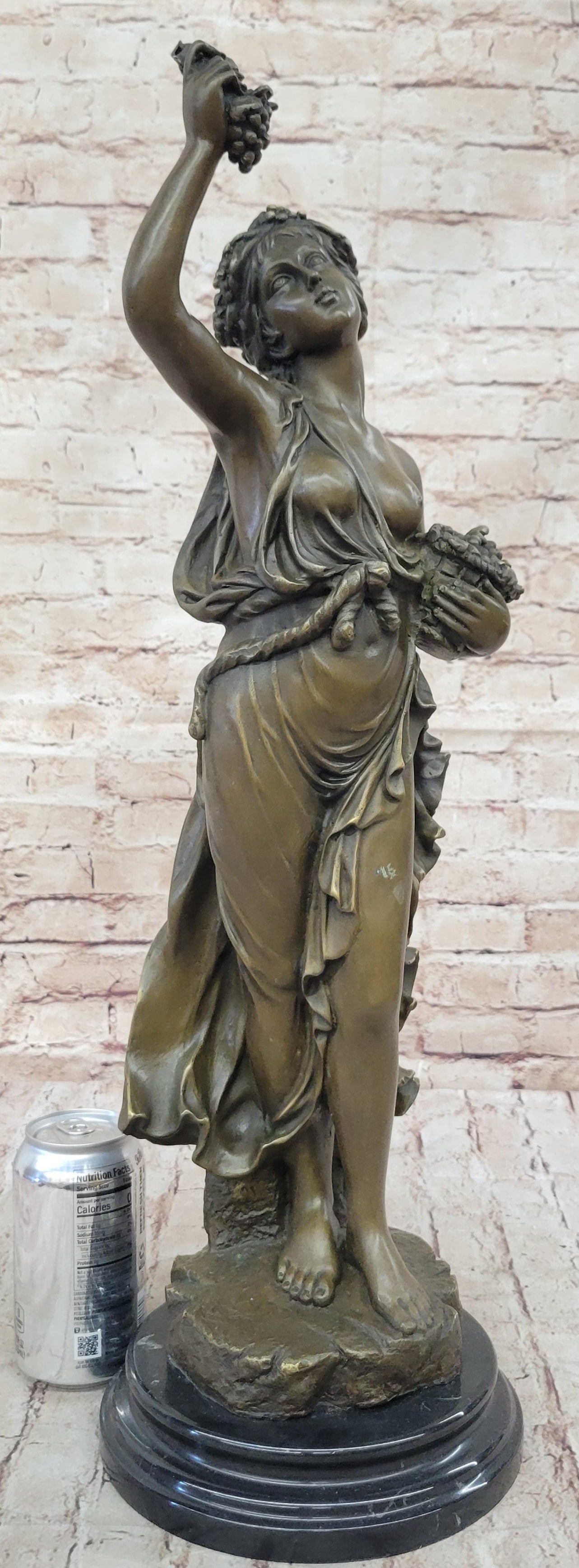 Bronze Bacchante in Joyous Celebration with Grapes and Wine by Milo