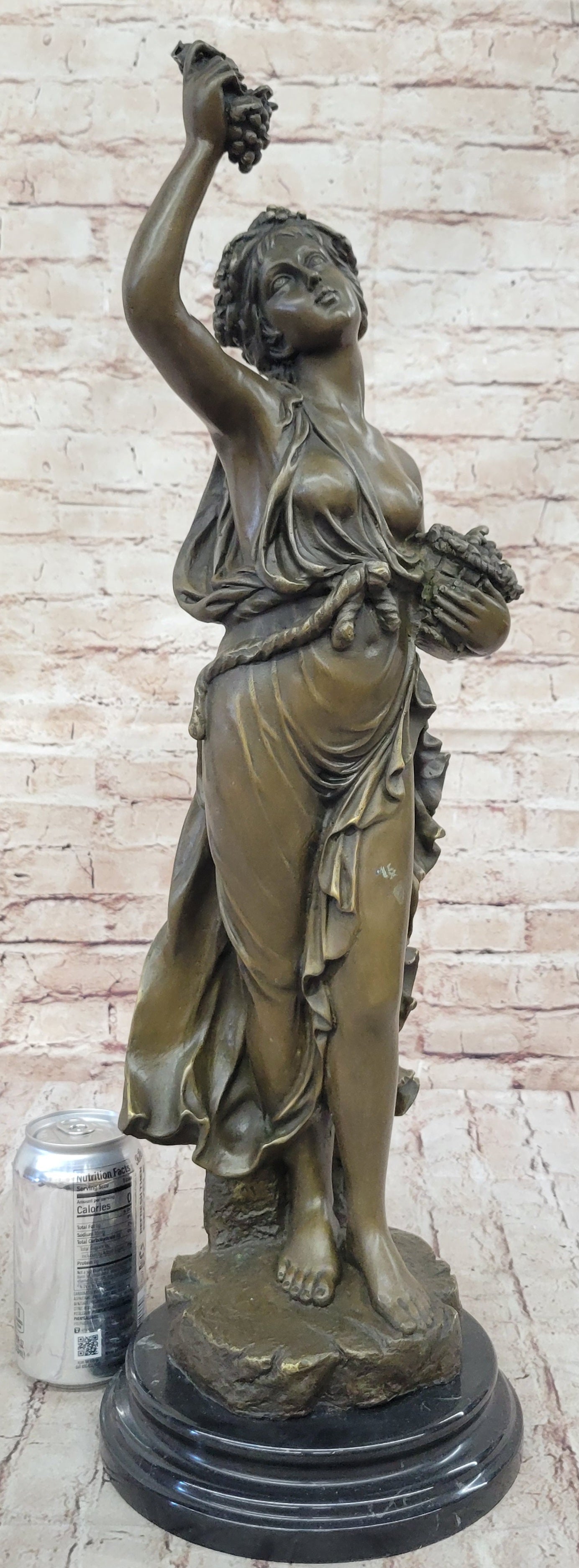 Bronze Bacchante in Joyous Celebration with Grapes and Wine by Milo