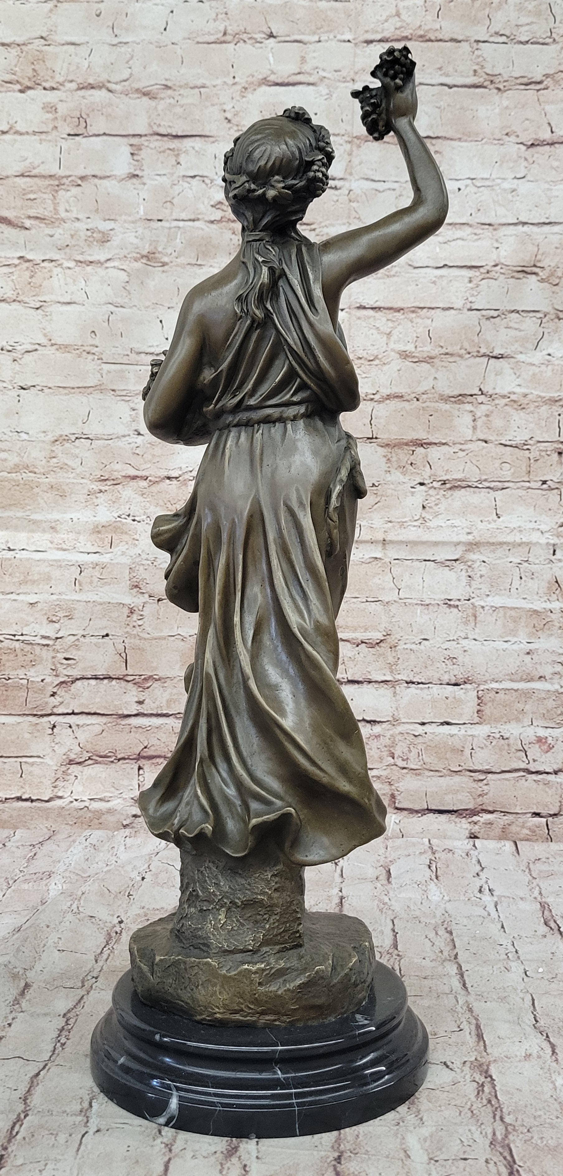 Bronze Bacchante in Joyous Celebration with Grapes and Wine by Milo