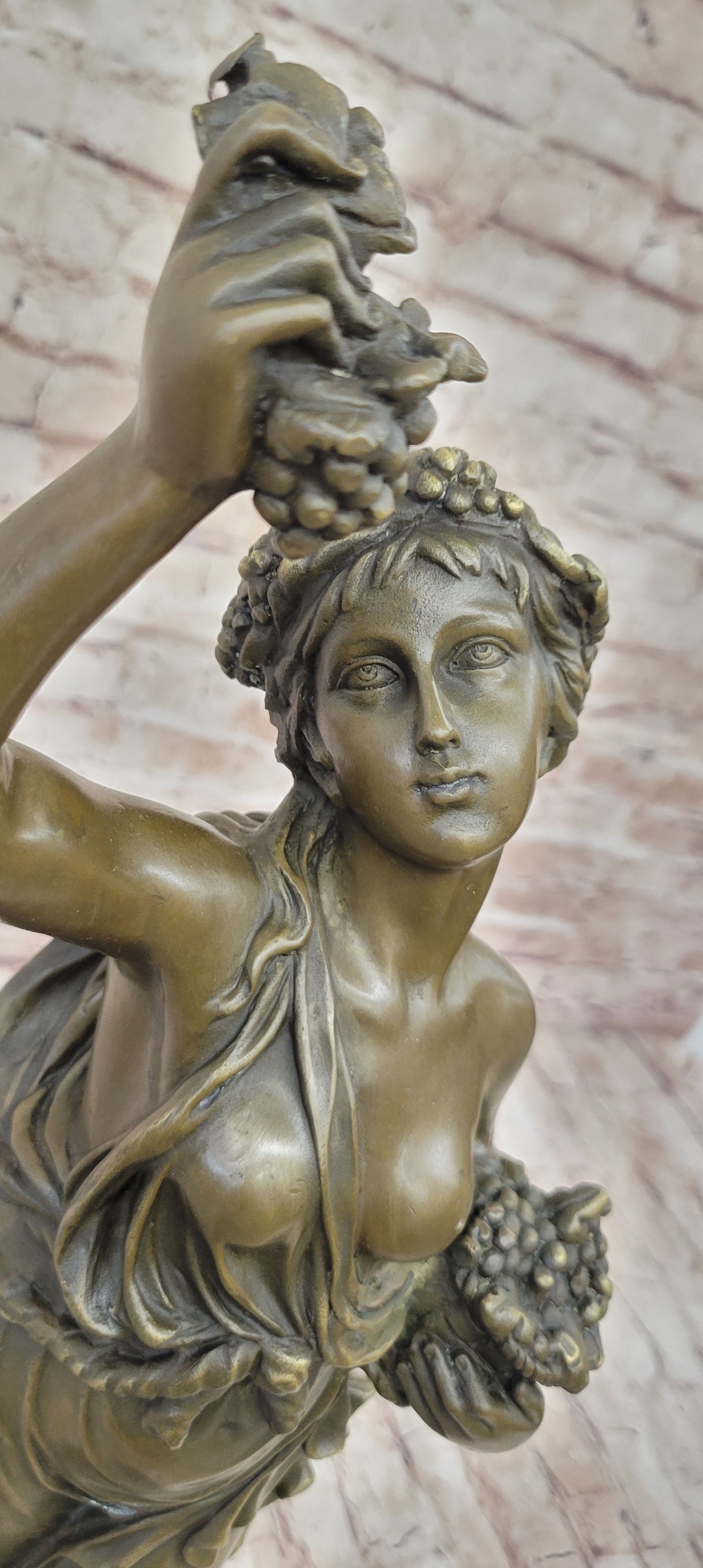 Bronze Bacchante in Joyous Celebration with Grapes and Wine by Milo