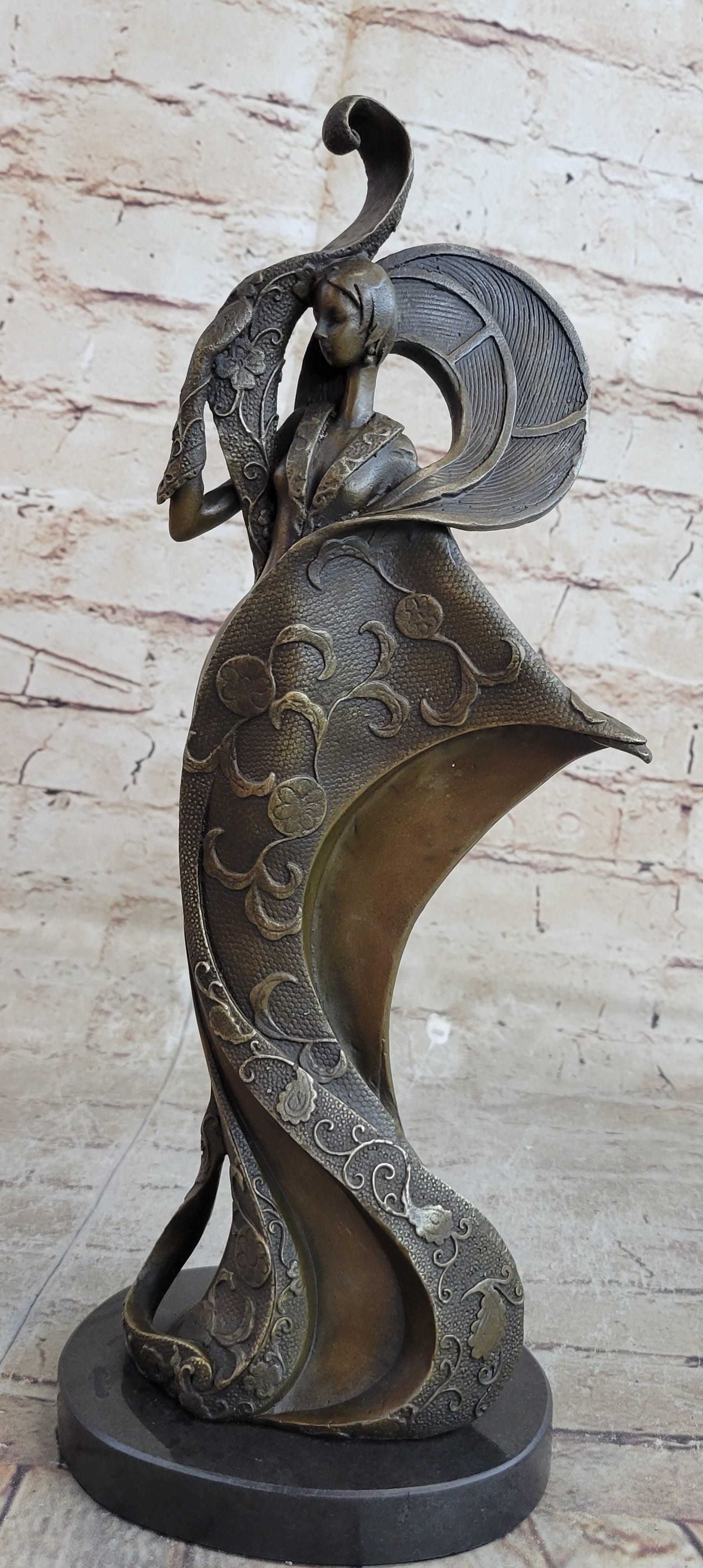Signed Mavchi Fashion Girl Bronze Sculpture