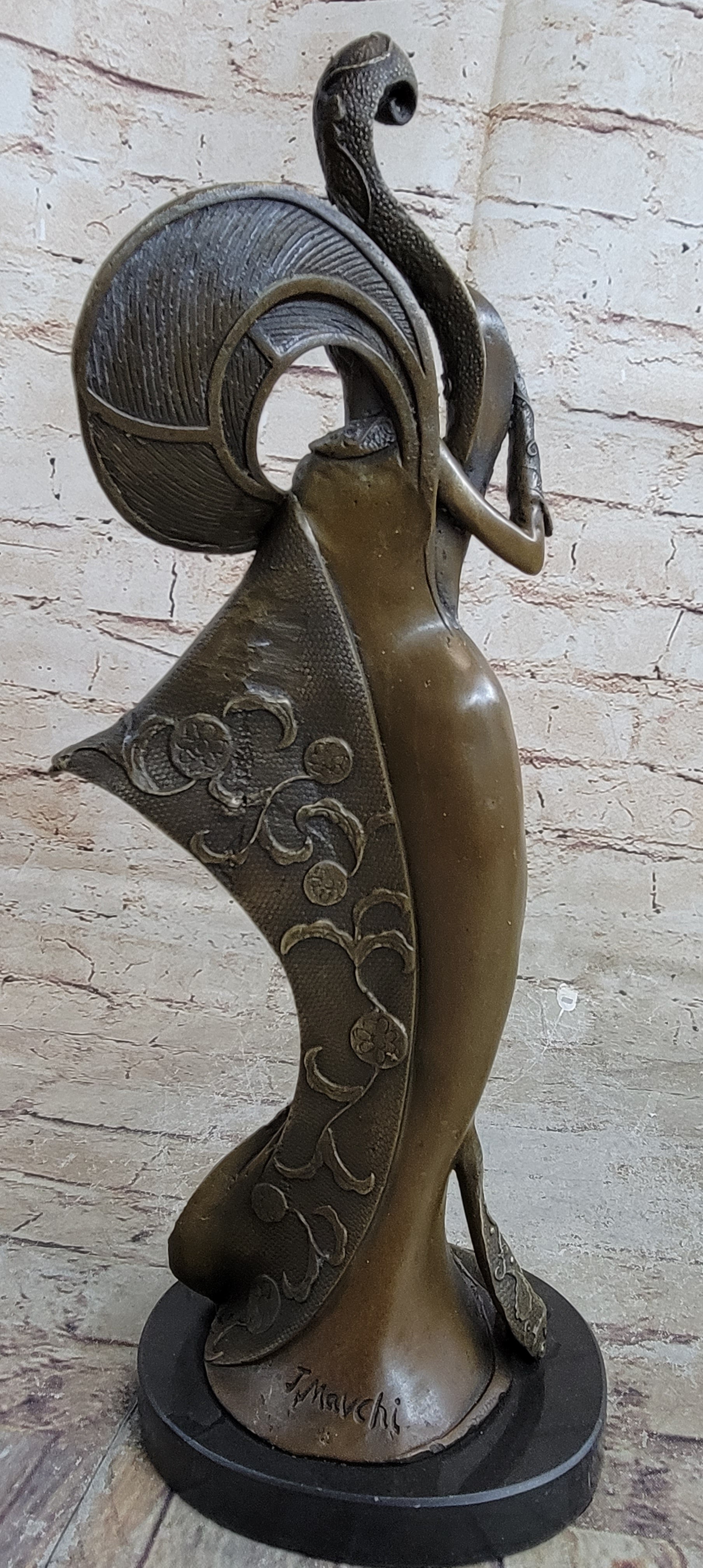 Signed Mavchi Fashion Girl Bronze Sculpture