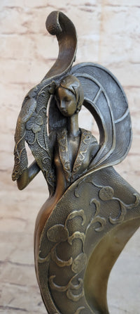 Signed Mavchi Fashion Girl Bronze Sculpture