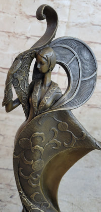 Signed Mavchi Fashion Girl Bronze Sculpture