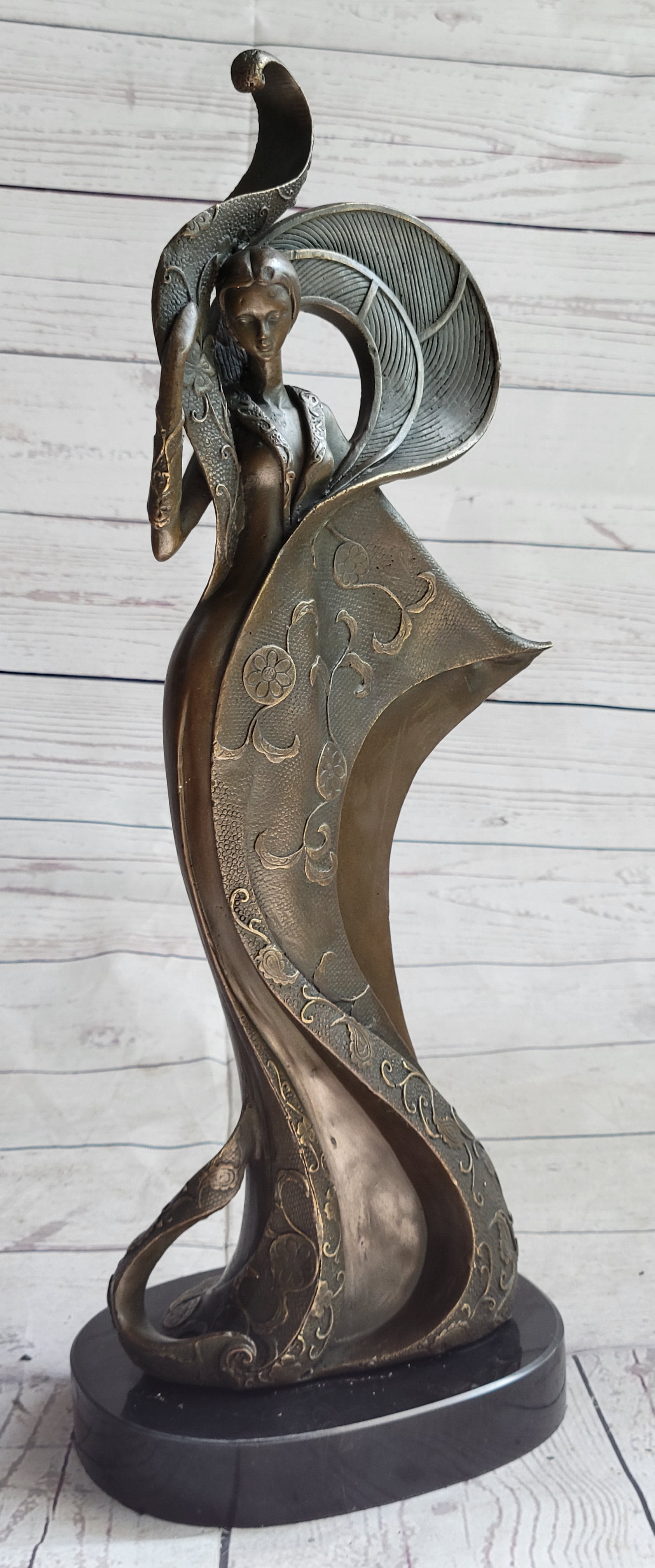 Signed Kassin Tribute to Erte Bronze Sculpture
