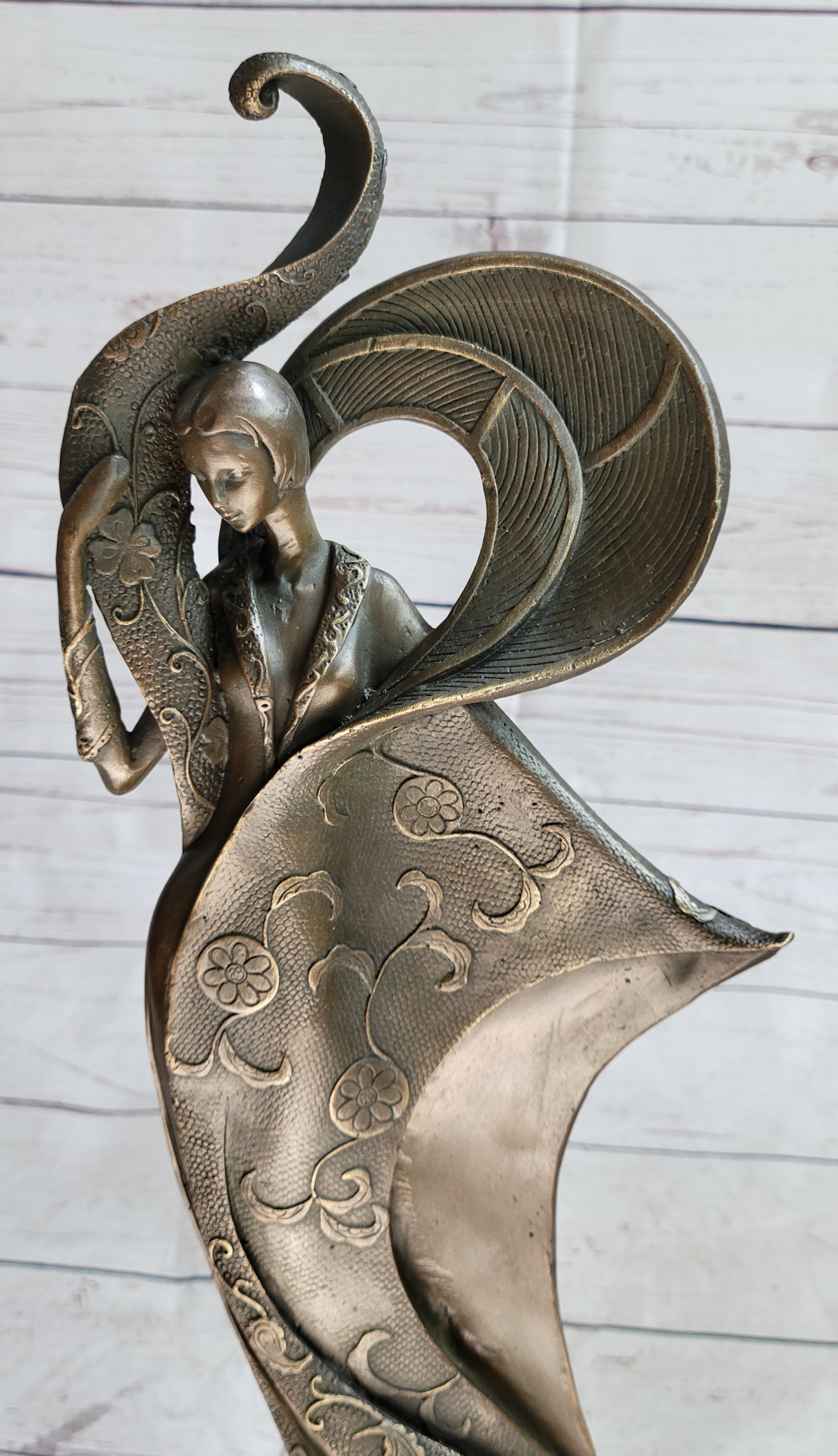 Signed Kassin Tribute to Erte Bronze Sculpture
