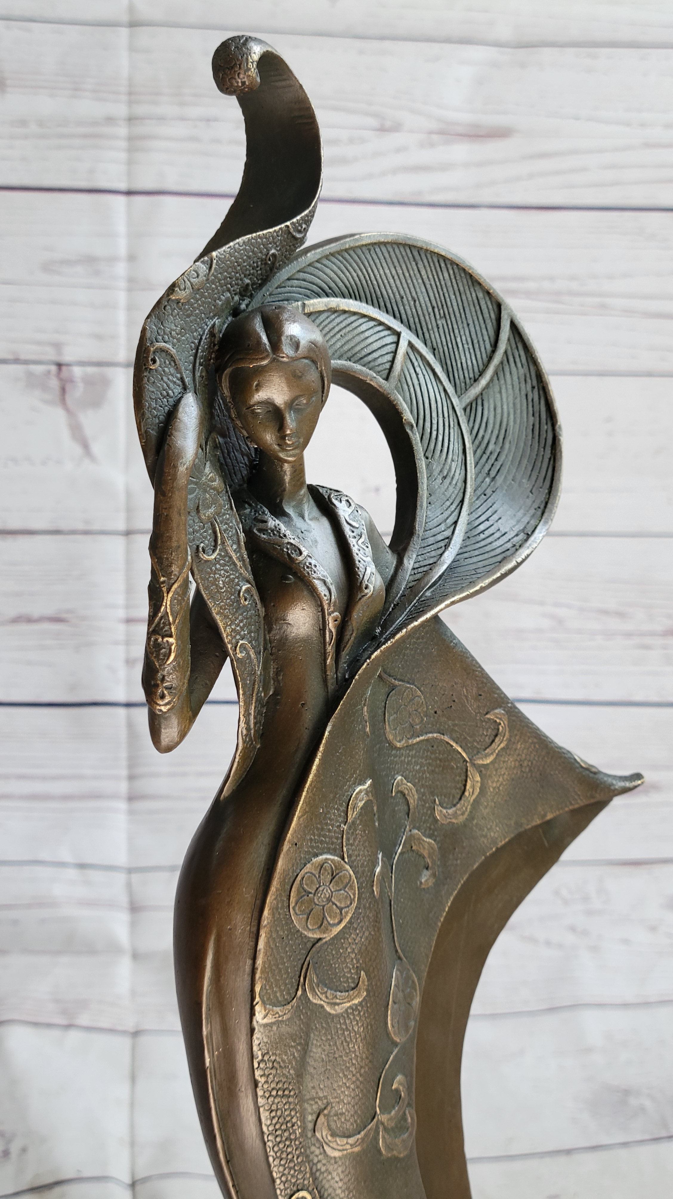 Signed Kassin Tribute to Erte Bronze Sculpture