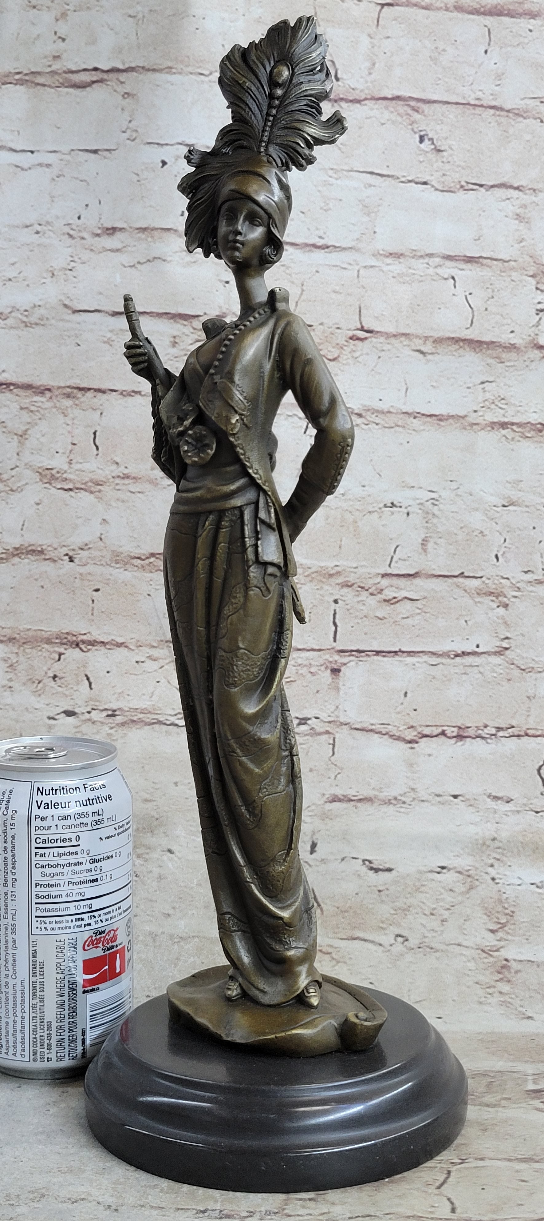 Art Deco Charleston Flapper w/ Feathered Hat - Bronze by J. Kassin