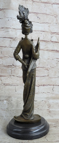Art Deco Charleston Flapper w/ Feathered Hat - Bronze by J. Kassin