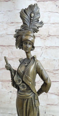 Art Deco Charleston Flapper w/ Feathered Hat - Bronze by J. Kassin