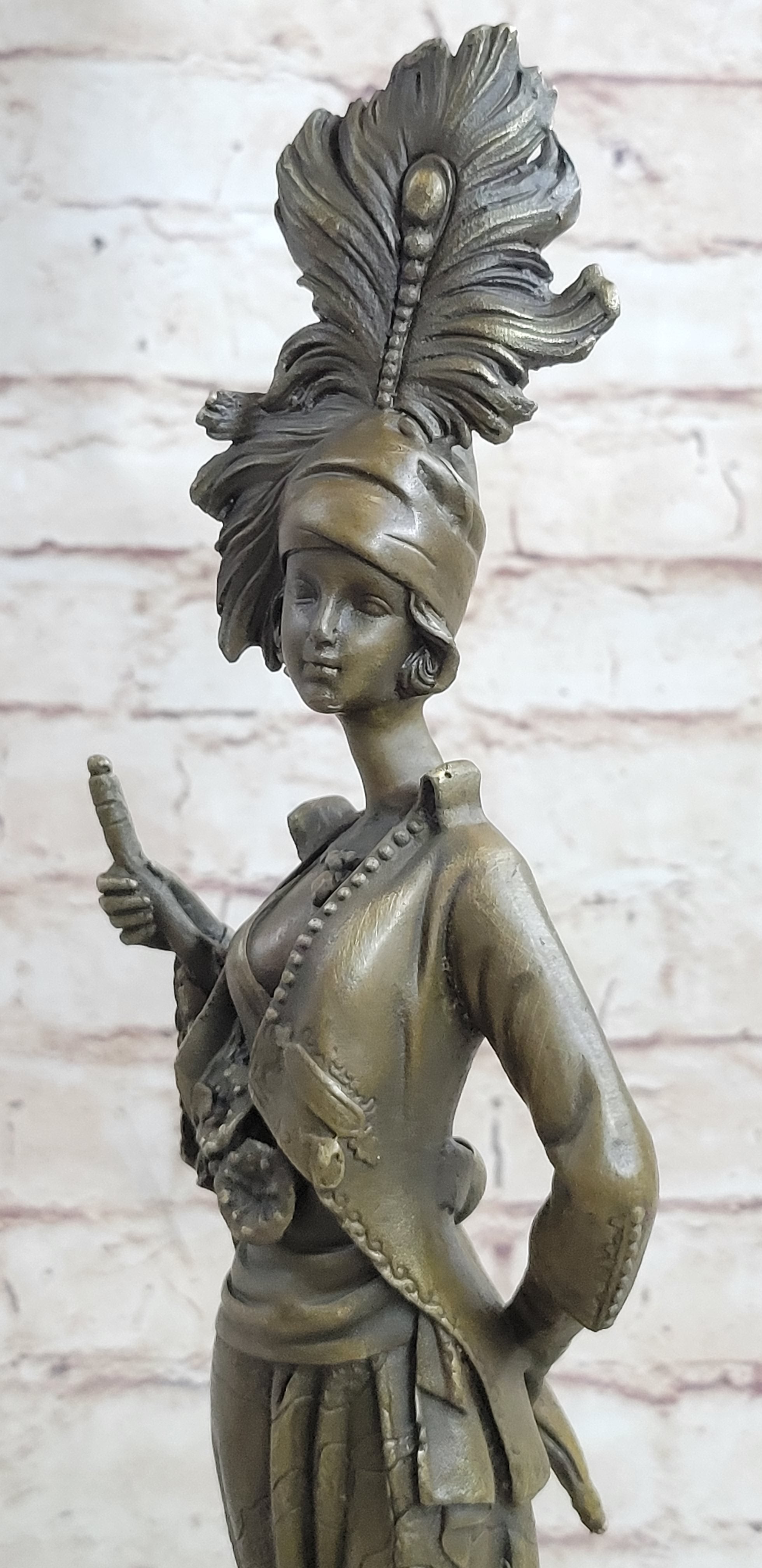 Art Deco Charleston Flapper w/ Feathered Hat - Bronze by J. Kassin