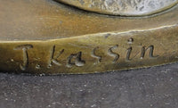 Art Deco Charleston Flapper w/ Feathered Hat - Bronze by J. Kassin