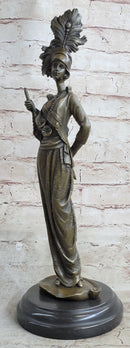 Art Deco Charleston Flapper w/ Feathered Hat - Bronze by J. Kassin
