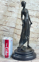 High Society Lady Poised Elegant Bronze Sculpture Marble Base