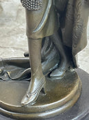 High Society Lady Poised Elegant Bronze Sculpture Marble Base