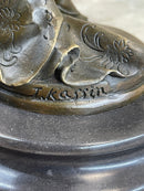 High Society Lady Poised Elegant Bronze Sculpture Marble Base