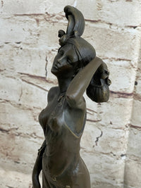 Greyhound Lover Elegant Nude Female Woman Dog Bronze Marble Statue Art Sculpture