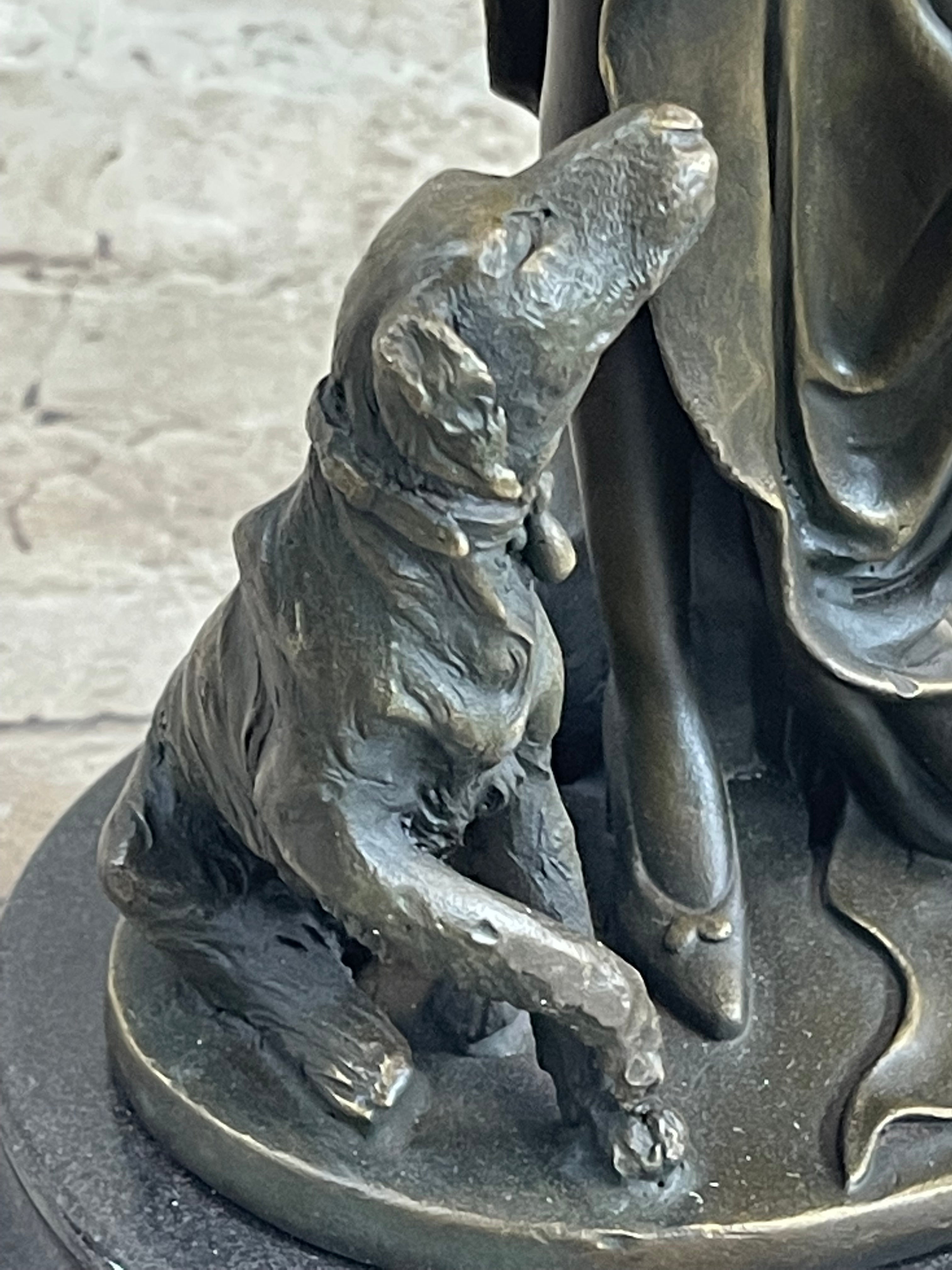 Greyhound Lover Elegant Nude Female Woman Dog Bronze Marble Statue Art Sculpture