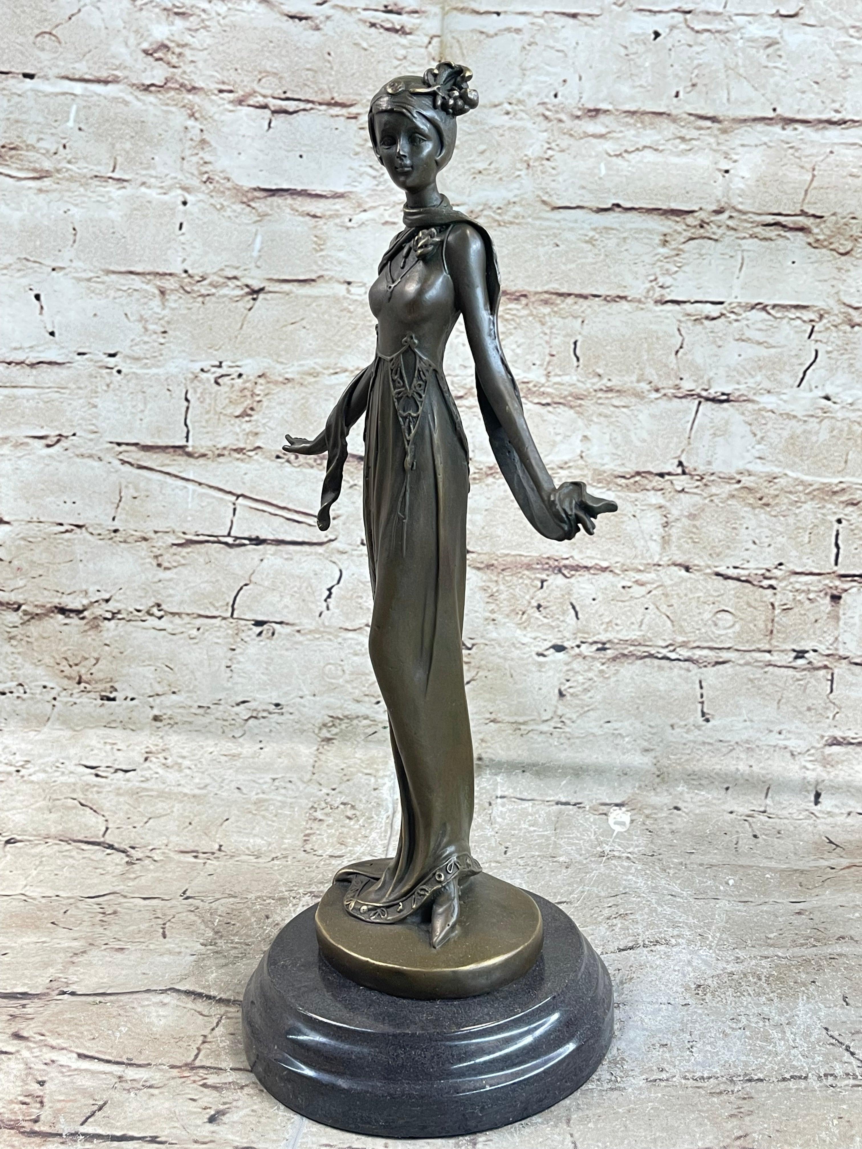 Art Deco Bronze Fashion Model Sculpture 13" x 5"