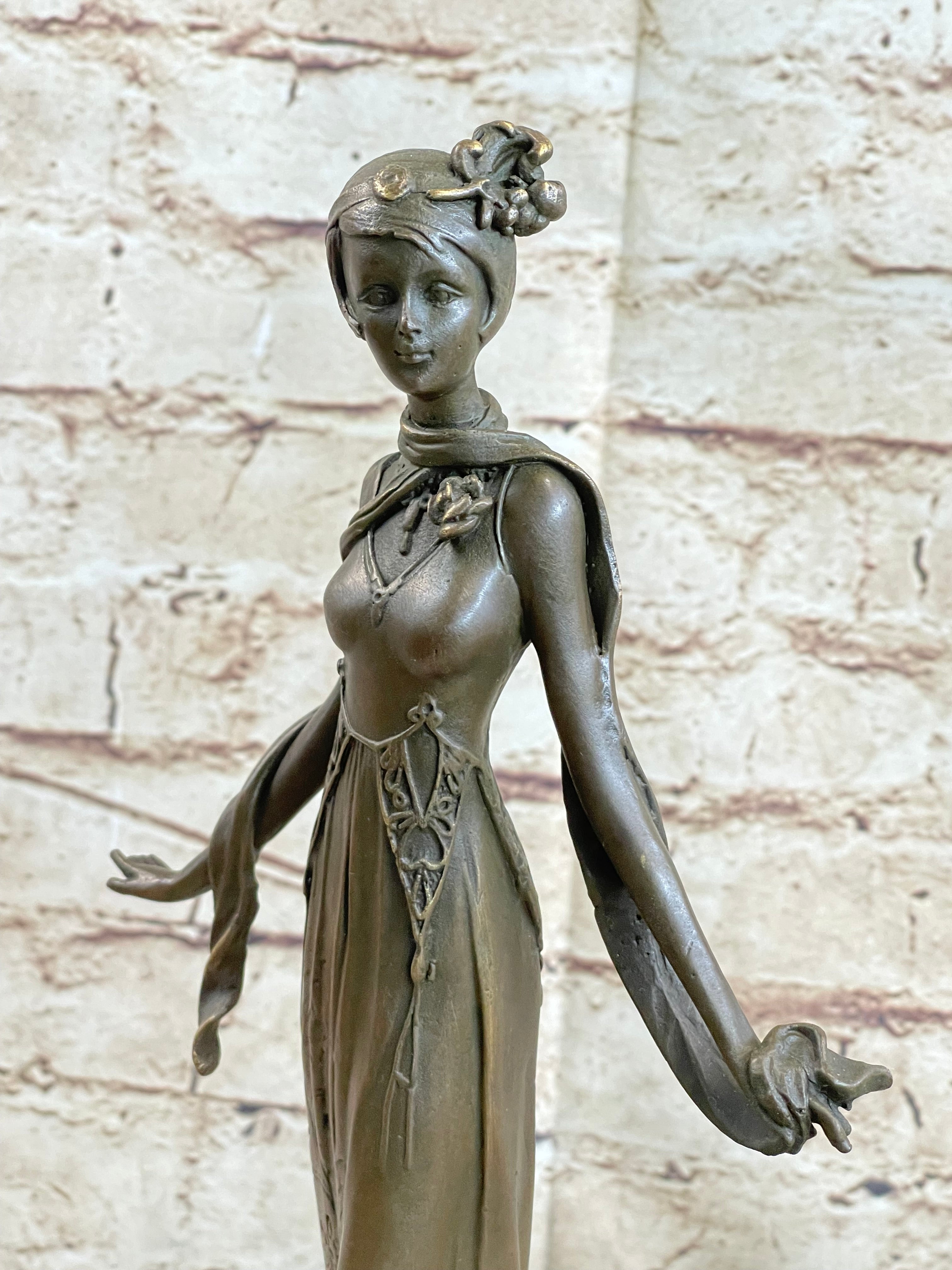 Art Deco Bronze Fashion Model Sculpture 13" x 5"