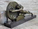 SIGNED NUDE GIRL TOWARD DESTINY BY GENNARELLI BRONZE SCULPTURE HOT CAST FIGURINE