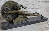 SIGNED NUDE GIRL TOWARD DESTINY BY GENNARELLI BRONZE SCULPTURE HOT CAST FIGURINE