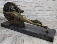 SIGNED NUDE GIRL TOWARD DESTINY BY GENNARELLI BRONZE SCULPTURE HOT CAST FIGURINE