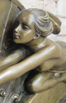 SIGNED NUDE GIRL TOWARD DESTINY BY GENNARELLI BRONZE SCULPTURE HOT CAST FIGURINE