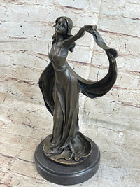 Signed Kassin Ribbon Goddess Long Gown Bronze Sculpture
