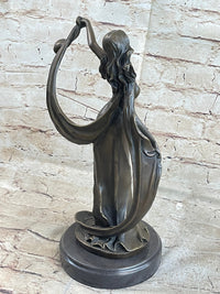 Signed Kassin Ribbon Goddess Long Gown Bronze Sculpture