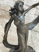 Signed Kassin Ribbon Goddess Long Gown Bronze Sculpture