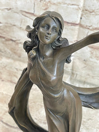 Signed Kassin Ribbon Goddess Long Gown Bronze Sculpture