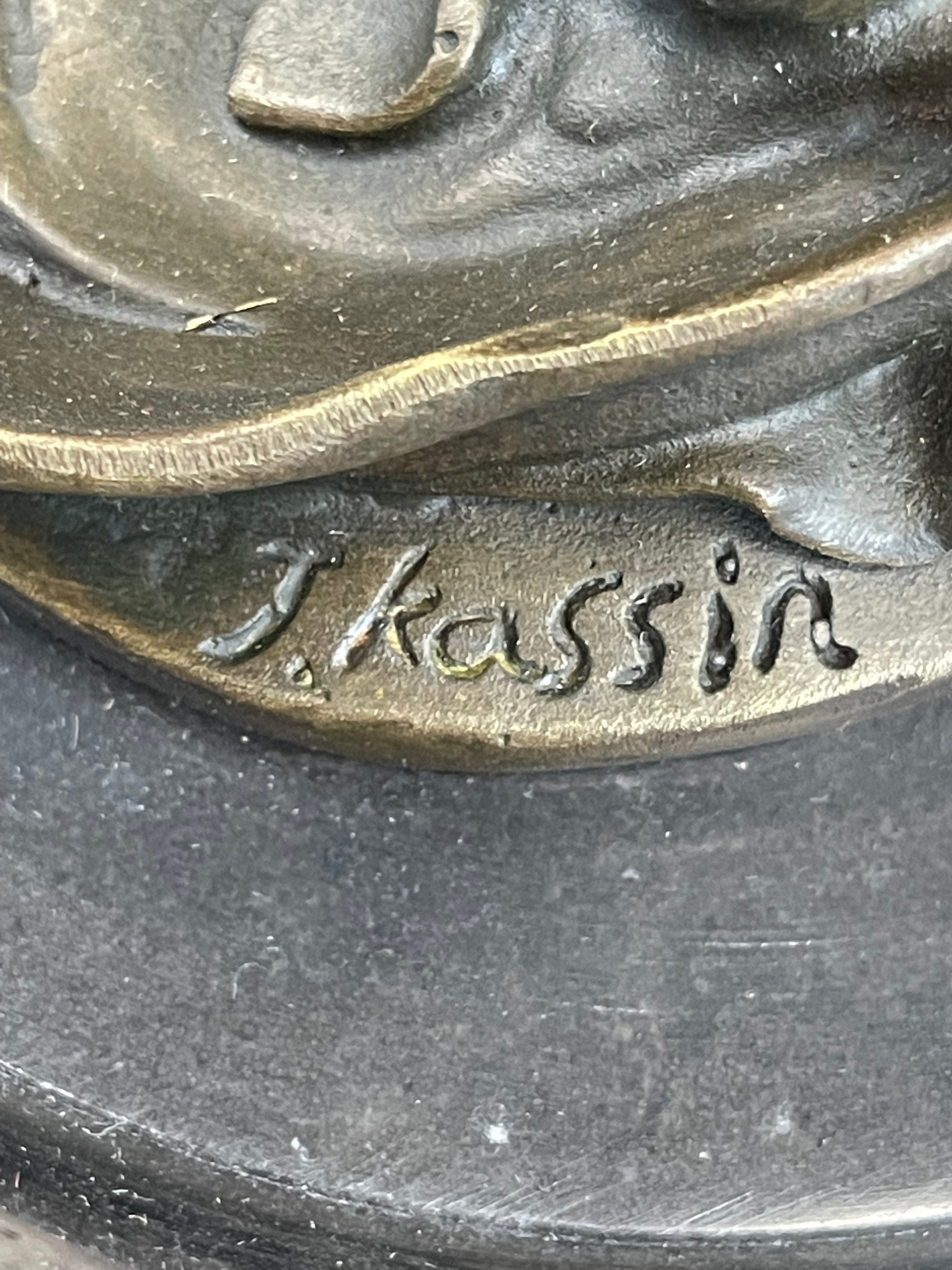 Signed Kassin Ribbon Goddess Long Gown Bronze Sculpture