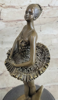 Art Deco Hot Cast Bronze Graceful Ballerina Ballet Statue Sculpture Gift Decor