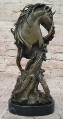 Winged Fairy with Unicorn Horse Sculpture Signed Patoue