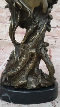 Winged Fairy with Unicorn Horse Sculpture Signed Patoue