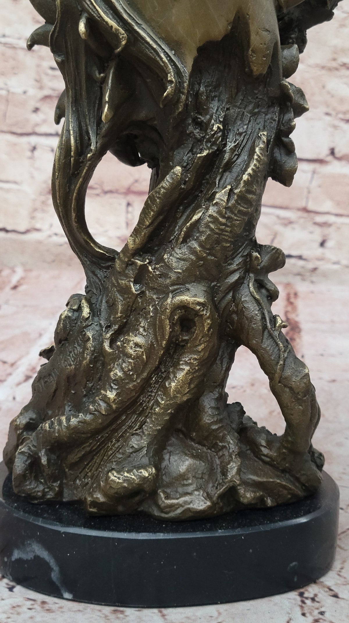Winged Fairy with Unicorn Horse Sculpture Signed Patoue