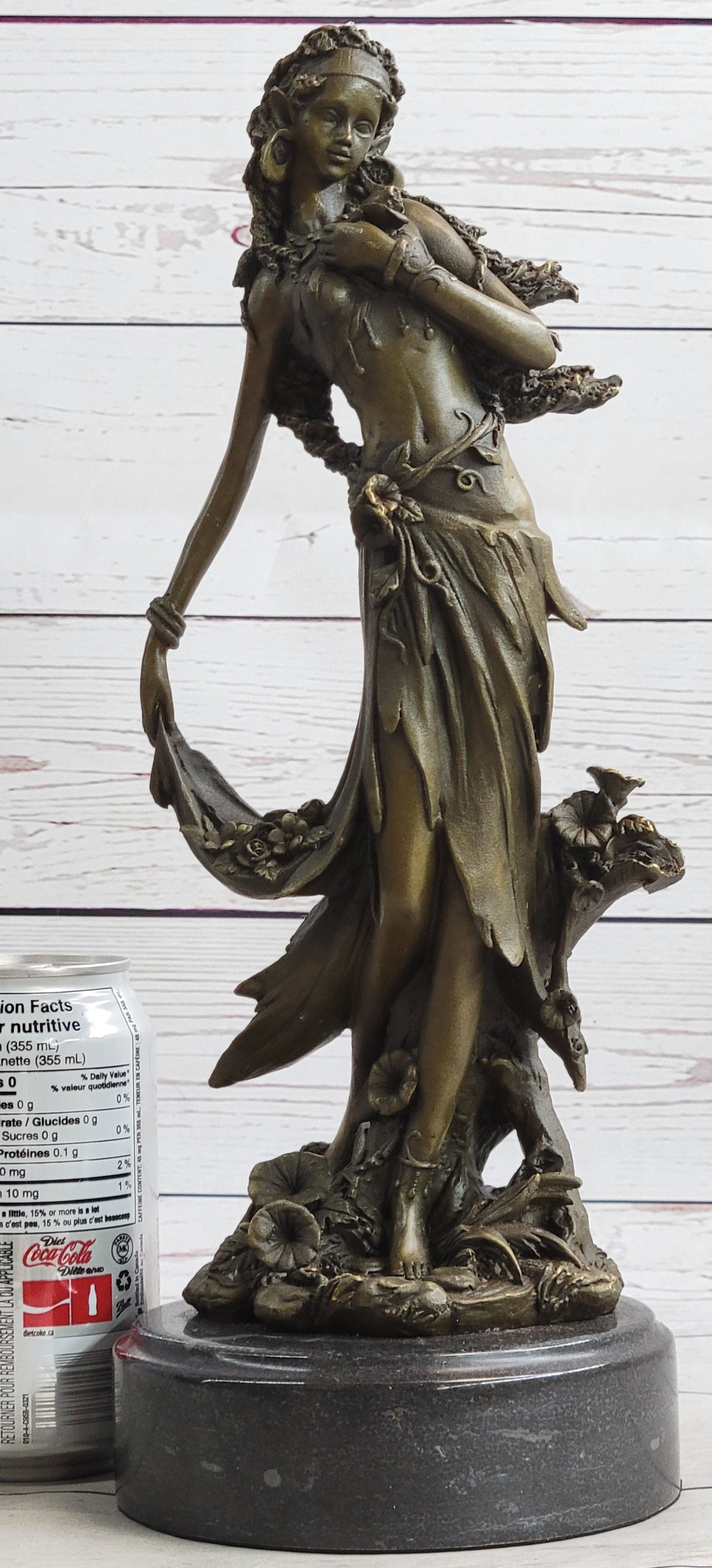 Gaia Earth Mother Nymph Bronze Sculpture on Marble Base