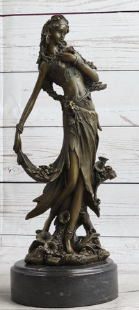 Gaia Earth Mother Nymph Bronze Sculpture on Marble Base