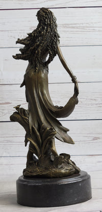 Gaia Earth Mother Nymph Bronze Sculpture on Marble Base