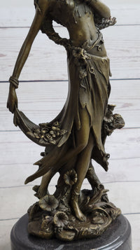 Gaia Earth Mother Nymph Bronze Sculpture on Marble Base