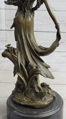 Gaia Earth Mother Nymph Bronze Sculpture on Marble Base