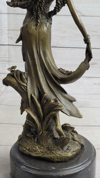 Gaia Earth Mother Nymph Bronze Sculpture on Marble Base