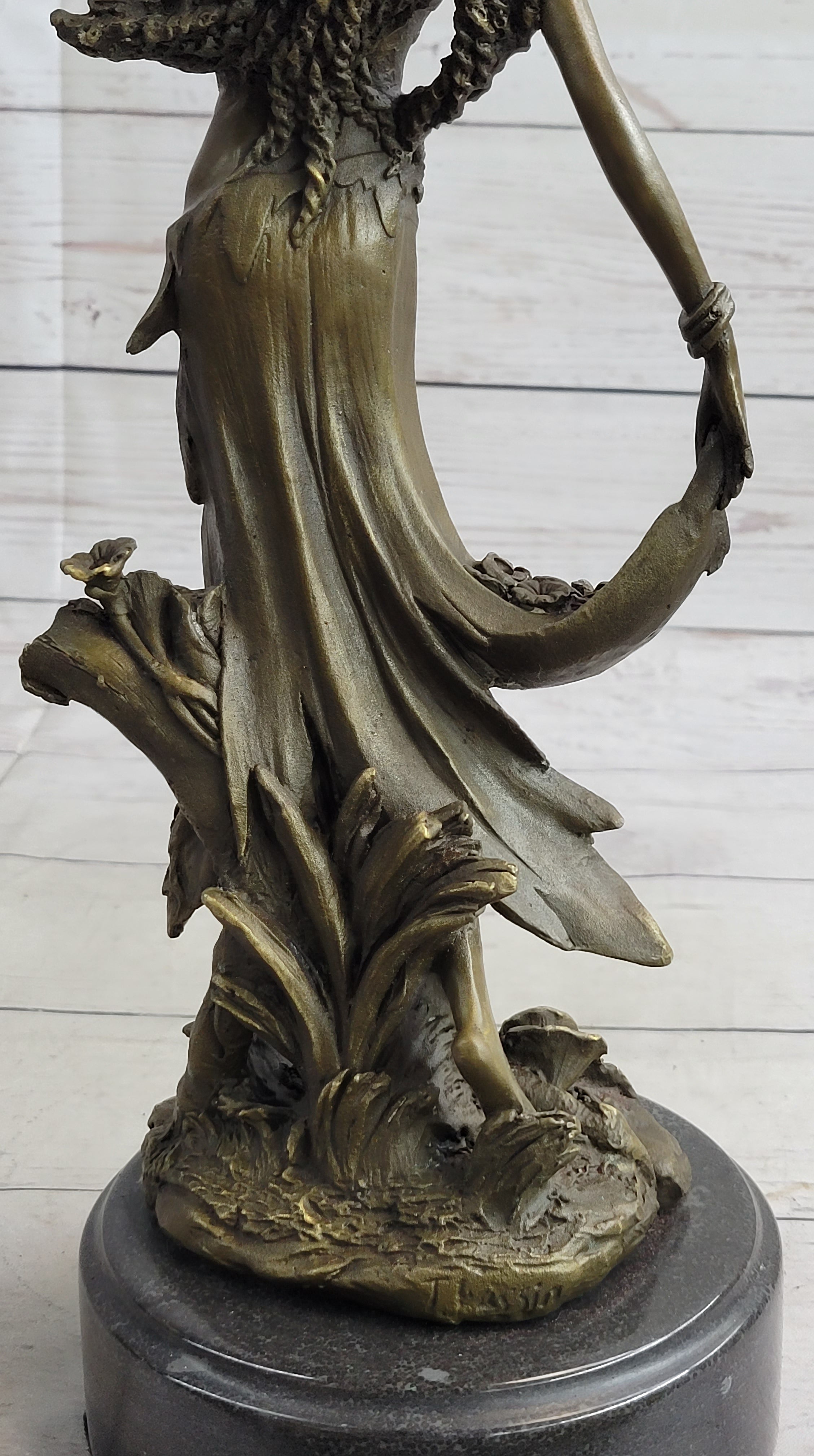 Gaia Earth Mother Nymph Bronze Sculpture on Marble Base