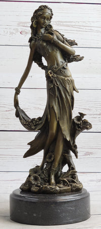 Gaia Earth Mother Nymph Bronze Sculpture on Marble Base