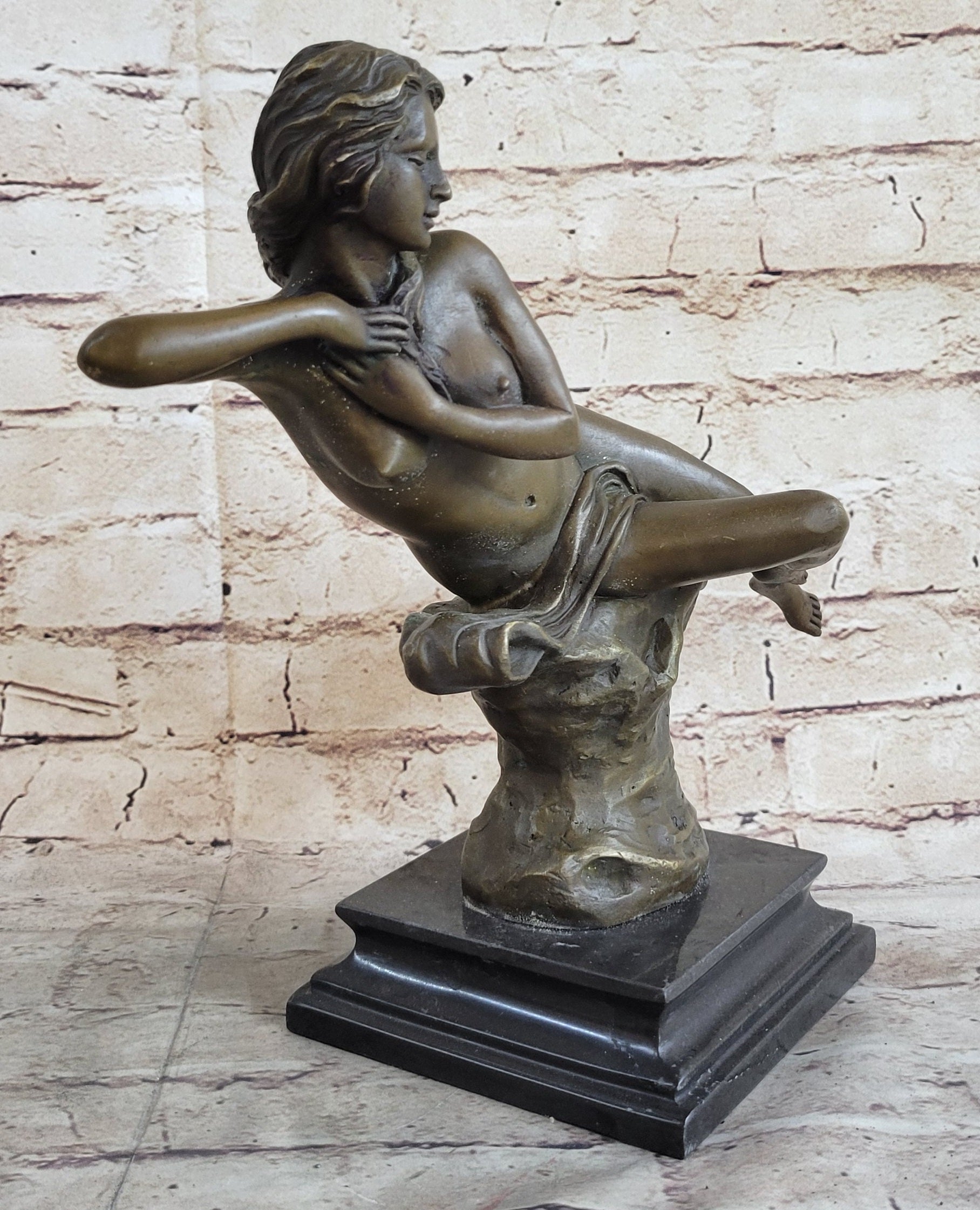Nude Nymph Bronze Figure Sculpture Figure Art